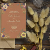 Boho Wildflower Wedding Invitation Kaart