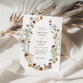 Boho Wildflower Wedding Invitation Kaart