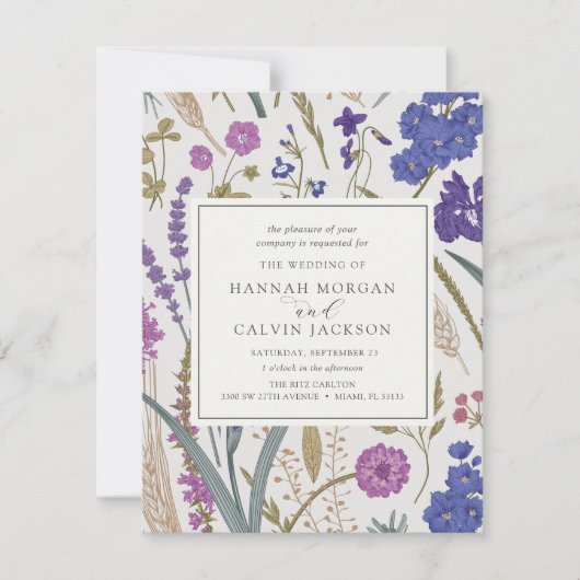 Boho Wildflower Wedding Invitation Kaart (Voorkant)