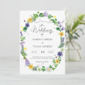 Boho Wildflower Wedding Kaart (Staand voorkant)