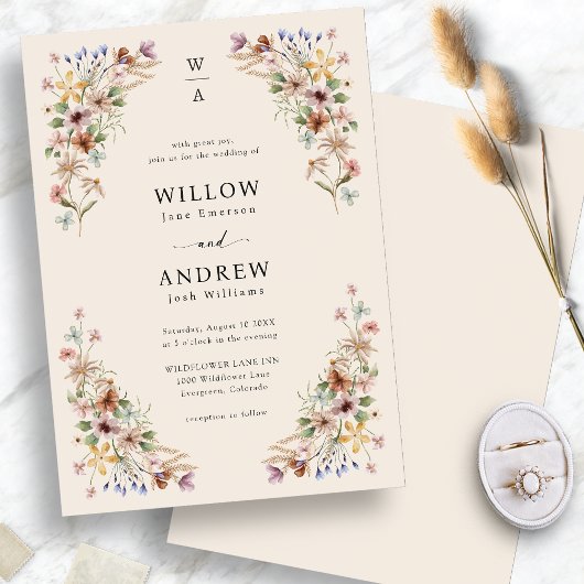 Boho Wildflower Wedding Kaart