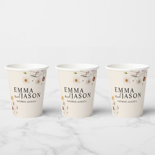 Boho wildflower Wedding Paper Cups Papieren Bekers (Multi)