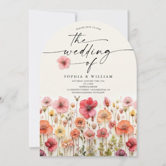 Boho Wildflower Wedding QR Code Arch Kaart (Voorkant)