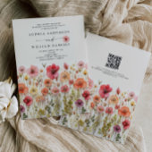 Boho Wildflower Wedding QR-code Kaart