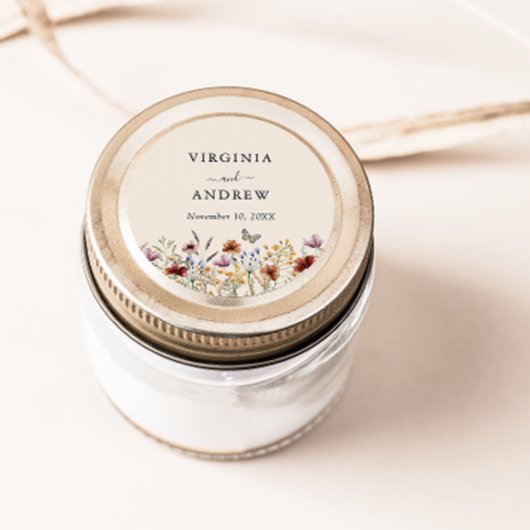 Boho Wildflower Wedding Ronde Sticker