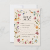 Boho Wildflower Wedding RSVP Kaart (Voorkant)