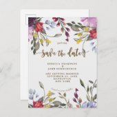 Boho Wildflower Wedding Save the Date briefkaart (Voorkant / Achterkant)