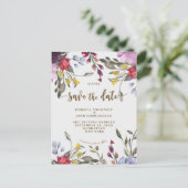 Boho Wildflower Wedding Save the Date briefkaart (Staand voorkant)