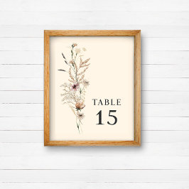 Boho Wildflower Wedding Table Number Sign Kaart