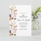 Boho Wildflower Wedding-uitnodiging Kaart (Staand voorkant)