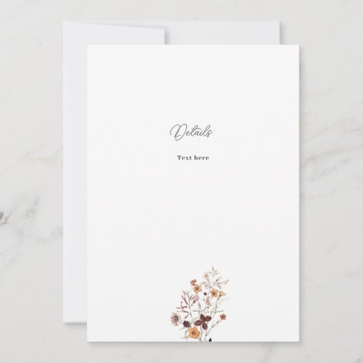 Boho Wildflower Wedding-uitnodiging Kaart (Achterkant)