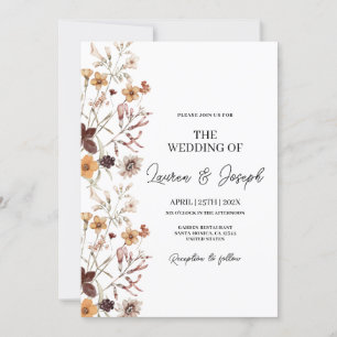 Boho Wildflower Wedding-uitnodiging Kaart