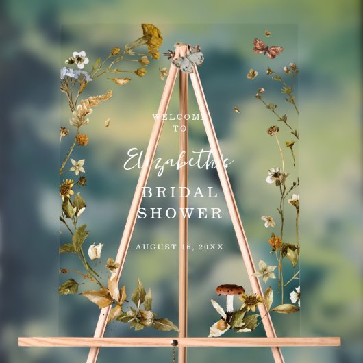 Boho Wildflower | Welkom Bruiloftsshower Herfst Acryl Bord (Neutraal)