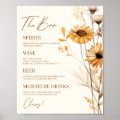 Boho Wildflower Wild Flower Wedding Bar Teken Poster (Voorkant)