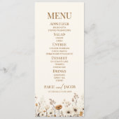 Boho Wildflower Wilde Bloem Bloemen Tuin Bruiloft Menu (Voorkant)