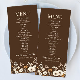 Boho Wildflower Wilde Bloem Bloemen Tuin Bruiloft Menu