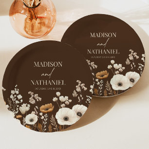 Boho Wildflower Wilde Bloem Bloemen Tuin Bruiloft Papieren Bordje