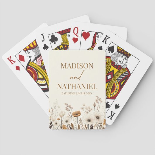 Boho Wildflower Wilde Bloem Bloemen Tuin Bruiloft Pokerkaarten (Achterkant)