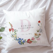 Boho Wildflower Wreath Monogram Nursery Kussen