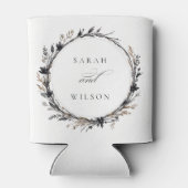 Boho Wildflower Zwart Bruin Herfst Krans Bruiloft Blikjeskoeler (Achterkant)