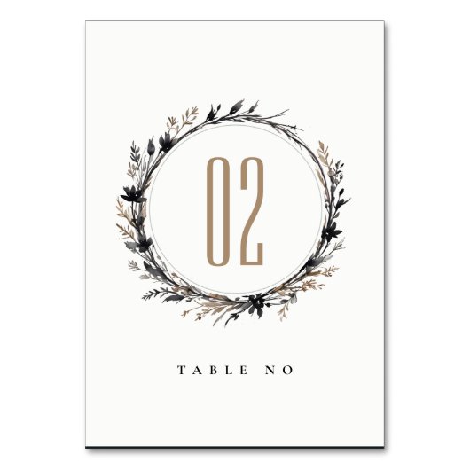 Boho Wildflower Zwart Bruin Herfst Krans Bruiloft Kaart (Voorkant)