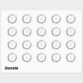 Boho Wildflower Zwart Bruin Herfst Krans Bruiloft Ronde Sticker (Vel)