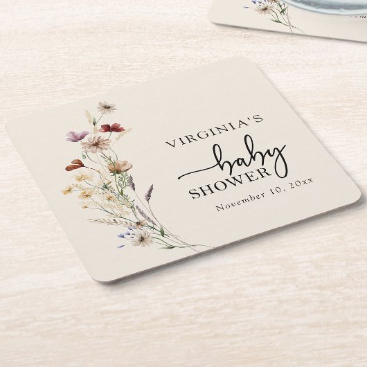 Boho Wildflowers Baby shower Onderzetters