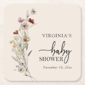 Boho Wildflowers Baby shower Onderzetters (Voorkant)