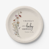 Boho Wildflowers Baby shower Papieren Bordje (Voorkant)