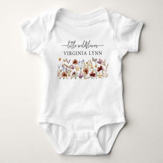 Boho Wildflowers Baby shower Romper (Voorkant)