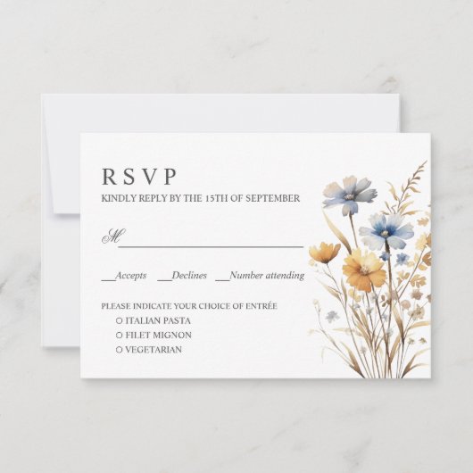 BOHO WILDFLOWERS BRUILOFT RSVP MAALTIJD KEUZE (Voorkant)