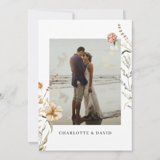 Boho Wildflowers Foto Bruids-Shower Bedankkaart (Achterkant)