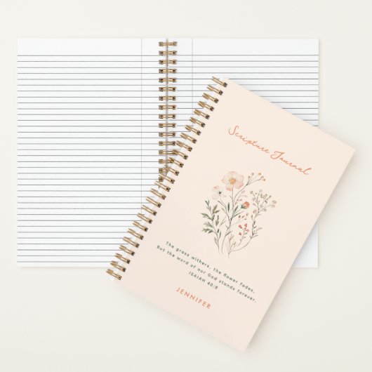 Boho Wildflowers Gepersonaliseerd Schriftdagboek Notitieboek (Binnen)
