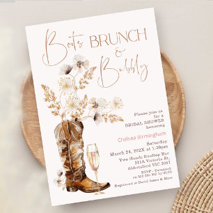 Boho Wildflowers Laarzen Brunch Bubbly Vrijgezelle Kaart