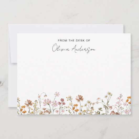 Boho Wildflowers Persoonlijk Briefpapier Bedankkaart (Voorkant)