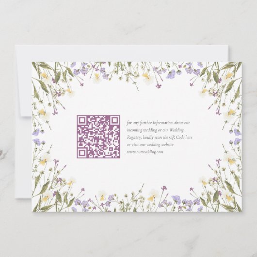 Boho Wildflowers QR Code Elegante Fotobruiloft Save The Date (Achterkant)