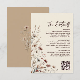 Boho Wildflowers QR-code Huwelijksdetails Klein Informatiekaartje