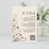Boho Wildflowers QR Code Trouwdetails Klein Informatiekaartje (Staand voorkant)