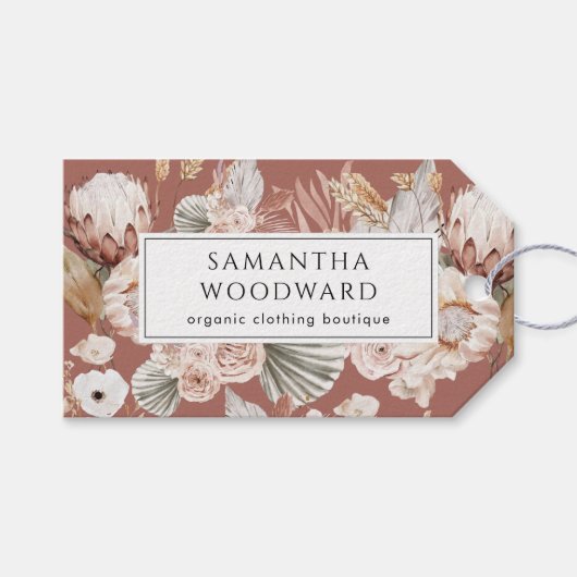 Boho Wildflowers Terracotta Prijs Label Cadeaulabel (Voorkant (Horizontaal))