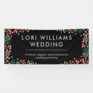 Boho Wildflowers - Zwart - Bedrijfsnaam Spandoek