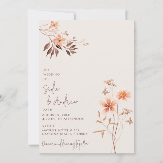 Boho Wildlfower Rustic Outdoor Faire-part de maria (Devant)