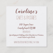 Boho Wine Baking Bakery Boutique Cupcake Pastries Vierkante Visitekaartje (Achterkant)