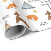Boho Winter Animals | Kerstmis Cadeaupapier (Rol Hoek)