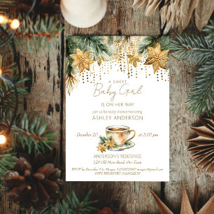 Boho winter babyshower theepartij sjabloon kaart