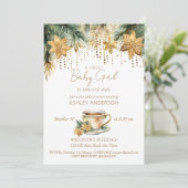 Boho winter babyshower theepartij sjabloon kaart (Staand voorkant)