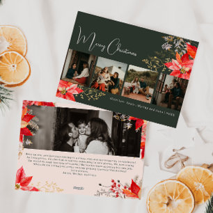 Boho Winter Bloemen Vrolijk Kerstfeest Vijf Foto Feestdagenkaart