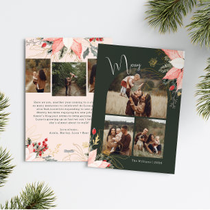 Boho Winter Bloemenboog Vrolijk Zes Foto Kerstmis Feestdagenkaart