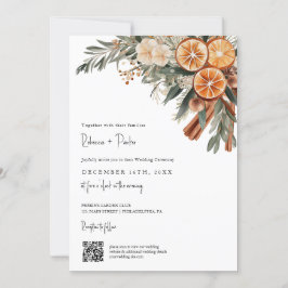 Boho Winter Bruiloft Qr code RSVP alles in één Kaart