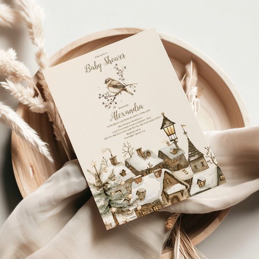 Boho Winter Christmas Baby shower Kaart