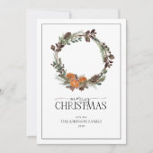 Boho Winter Citrus Wreath Merry Kerstscript H Feestdagenkaart (Voorkant)